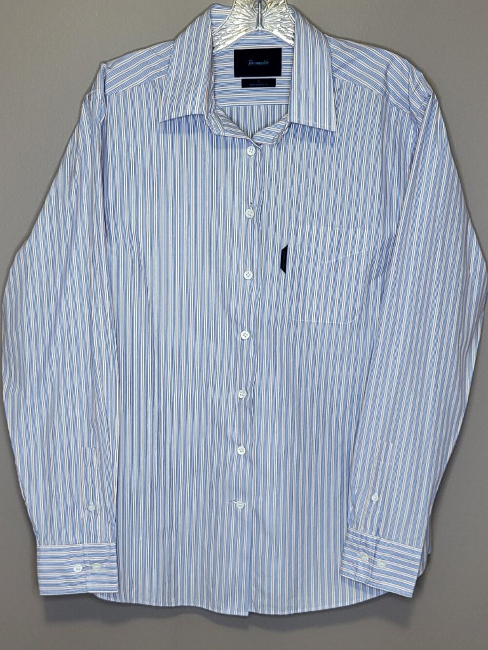 Façonnable Women’s Striped Button Down Shirt Blue Orange White Size Large